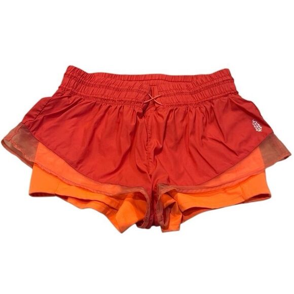 Free People Movement Athletic Shorts Size Medium with Liner Orange - Picture 1 of 10